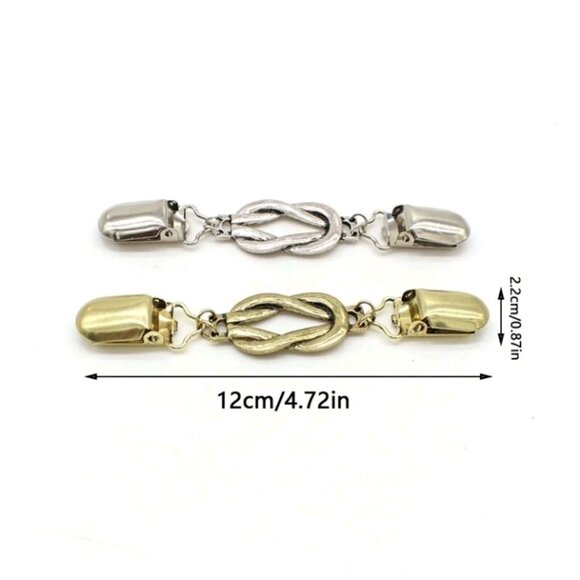 2Pcs/Set Women's Alloy Clothes Clips With Chain - Picture 9 of 9